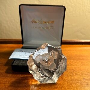 Mats Jonasson Full Lead Crystal Etched Koala Sculpture